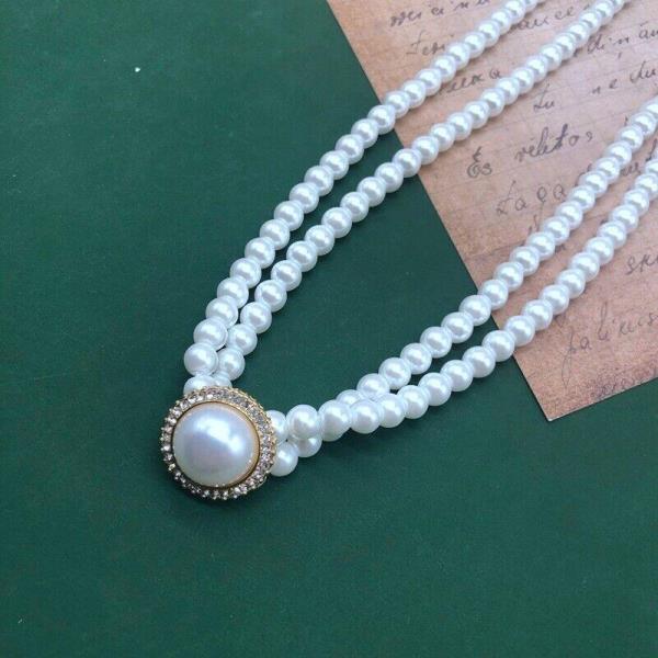 Baroque Multi Layer Round Pendant Pearl Necklace