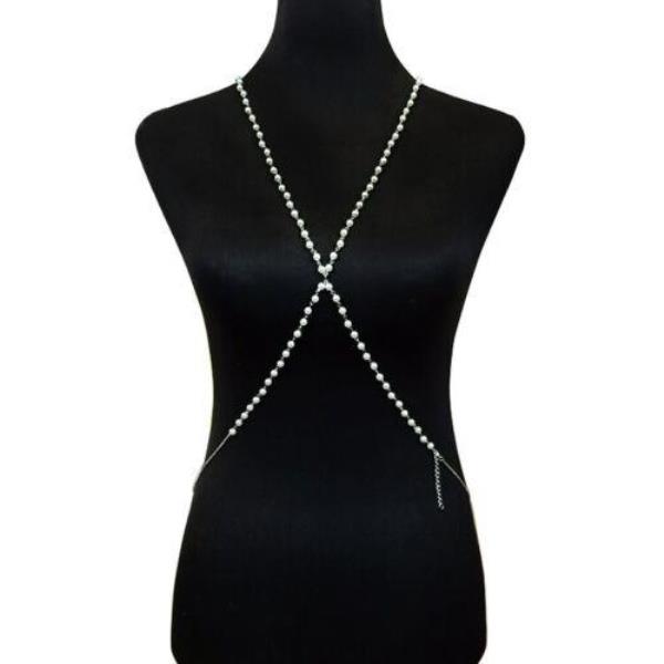 Imitation Pearl Back Necklace Body Chain