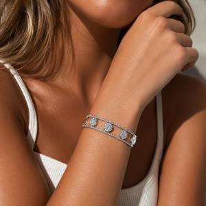 18K Platinum Plated Zircon Chain Flower Bracelet
