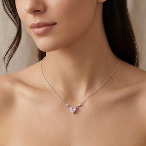 Silver Multicolour Crystal Pendant Necklace