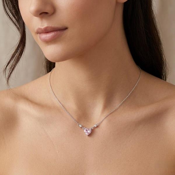 Pink Crystal Love Pendant Necklace