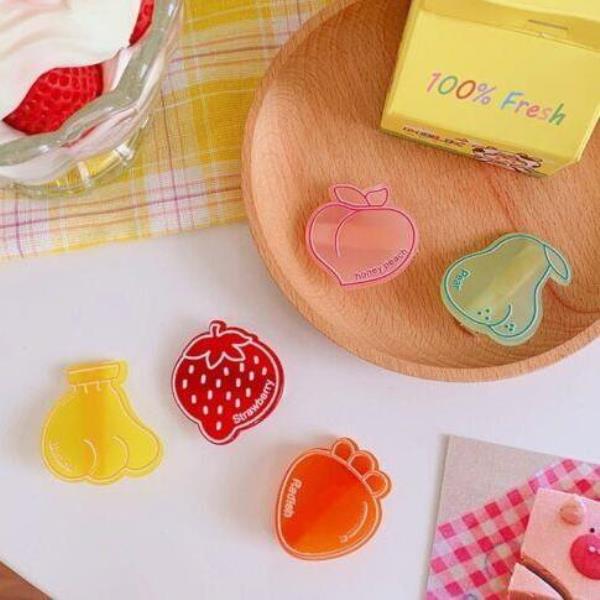 5 Cute Cartoon Acrylic Fruit Hair Clips