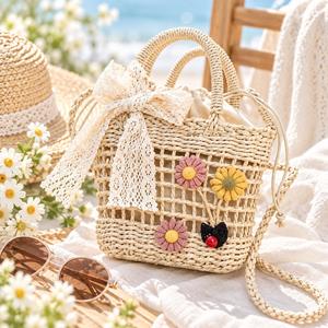 Boho Woven Straw Crossbody Shoulder Bag