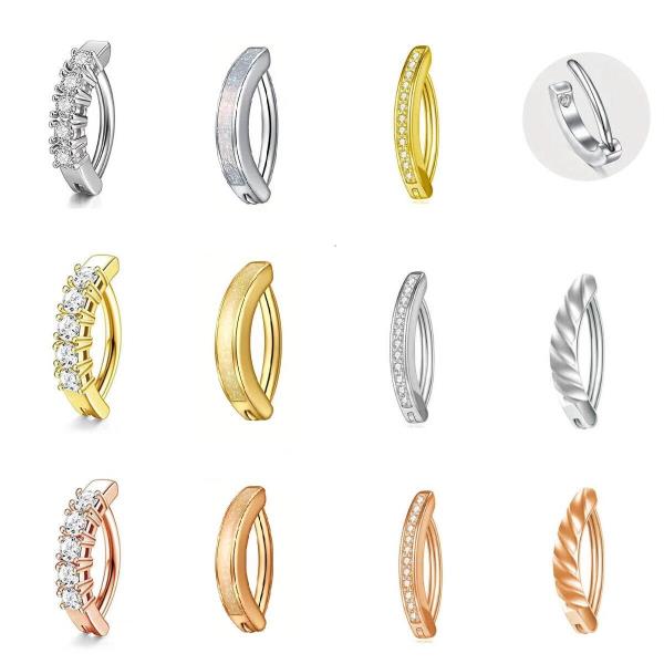 Stainless Steel Crystal Navel Curved Belly Button