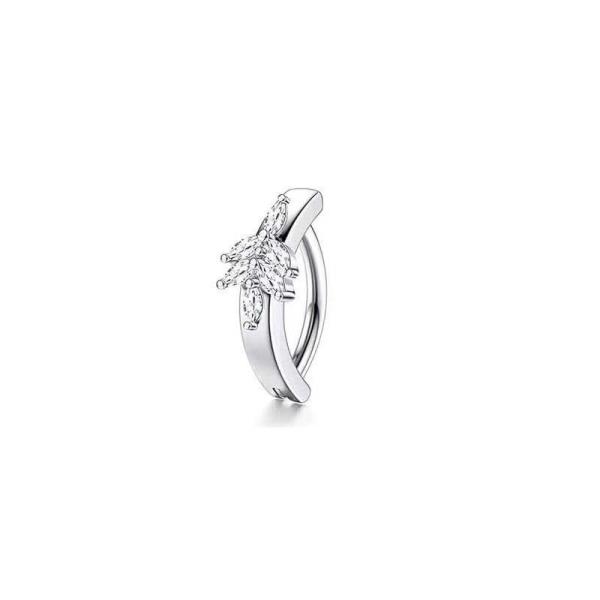 Stainless Steel Crystal Heart Navel Curved Belly Button