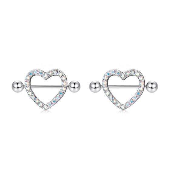 1 Pair Heart Stainless Steel Nipple Piercings