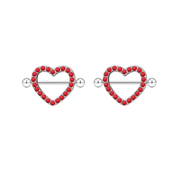 1 Pair Heart Stainless Steel Nipple Piercings