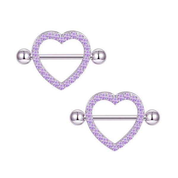 1 Pair Heart Stainless Steel Nipple Piercings