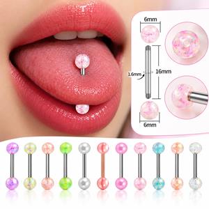 Stainless Steel Rainbow Barbell Bar Tongue Lip Piercing Jewellery