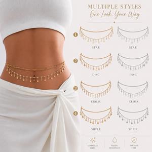 Multi Layer Pendant Tassel Belly Waist Chain