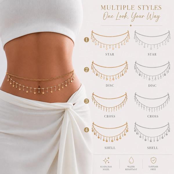 Multi Layer Pendant Tassel Belly Waist Chain