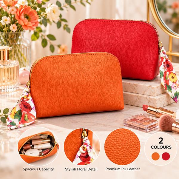 Leather Waterproof Cosmetic Makeup Organiser Bag