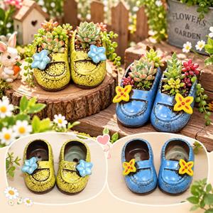 2 Cement Shoe Garden Plant Flower Pots