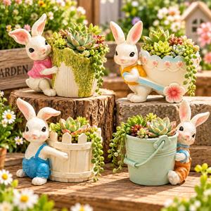 Creative Rabbit Succulent Cactus Plant Resin Flower Pot