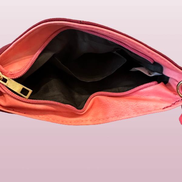 Faux Leather Tassel Pouch Clutch Handbag