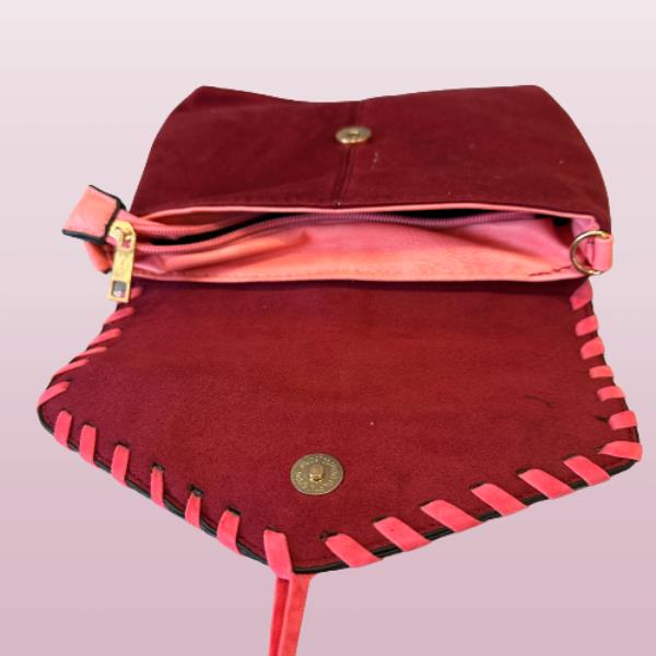 Faux Leather Tassel Pouch Clutch Handbag