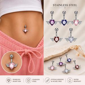 Punk Black Wing Rhinestone Piercing Belly Button