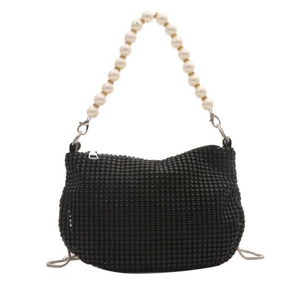 Glitter Rhinestone Pearl Crossbody Evening Bag