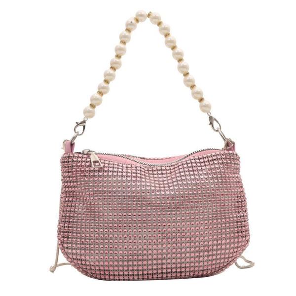 Glitter Rhinestone Pearl Crossbody Evening Bag