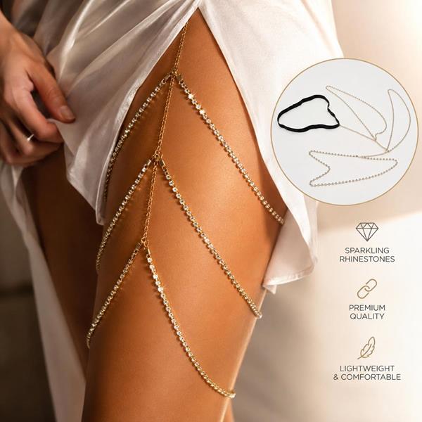 Shiny Rhinestone Tassel Elastic Thigh Leg Chain