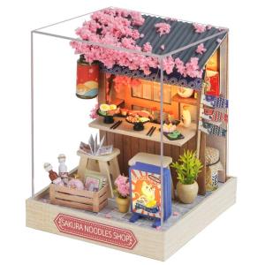 DIY Bamboo Spring Courtyard LED Music Miniature Dollhouse