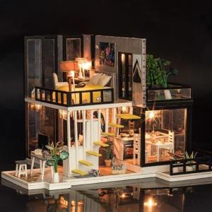 DIY Pink Mood Wooden Handmade Miniature Dollhouse