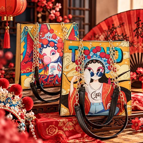 Chinese Peking Opera Zip Bag