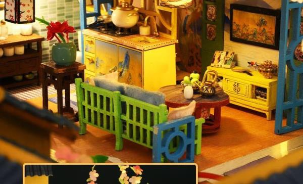 DIY Oriental Resort LED Wooden Music Miniature Dollhouse
