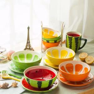2 Toast Shaped Ceramic Breakfast Snack Fruit Plates