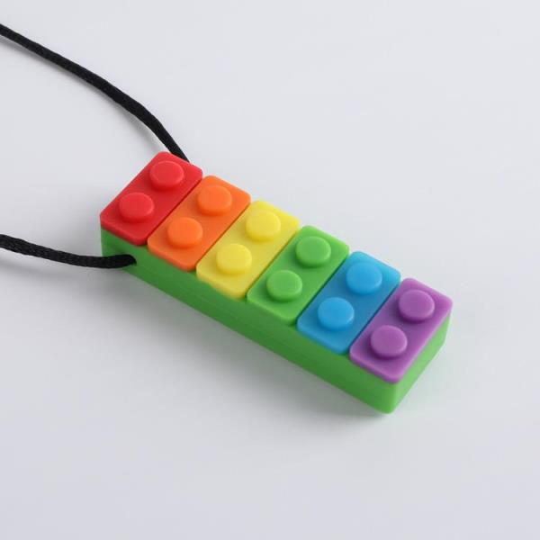 Kids Rainbow Building Block Oral Motor Sensory Chew Necklace