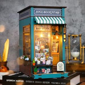 3D Wooden Soul Bookstore DIY Book Nook Miniature Dollhouse