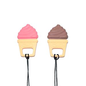 Ice Cream Soft Silicone Teether Pendant Sensory Chew Necklace