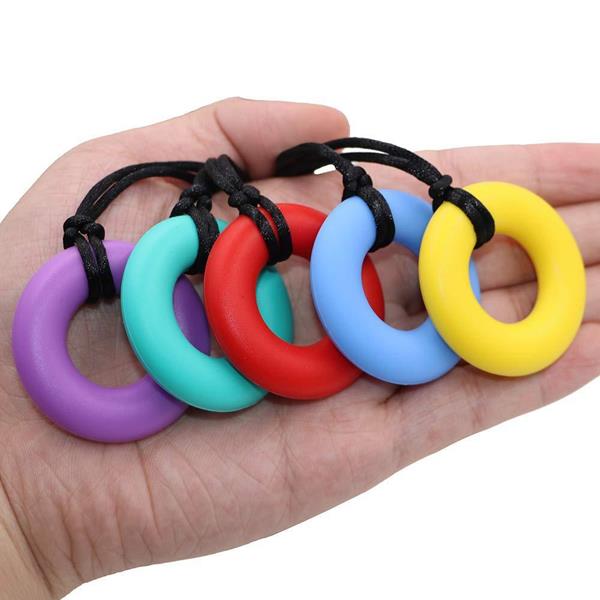 Silicone Geometric Donut Ring Sensory Chew Necklace