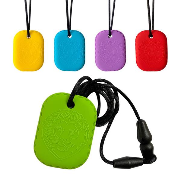 Silicone Lion Dog Tag Sensory Chew Necklace