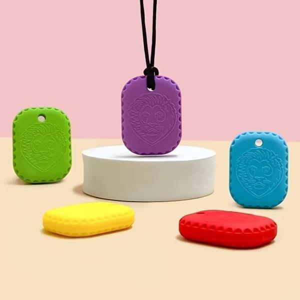 Silicone Lion Dog Tag Sensory Chew Necklace