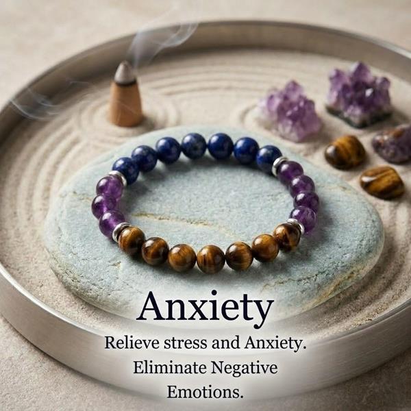 Natural Gemstone Beaded Bracelet Amethyst Lapis Lazuli Tiger Eye