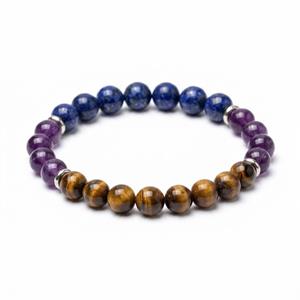 Natural Gemstone Beaded Bracelet Amethyst Lapis Lazuli Tiger Eye