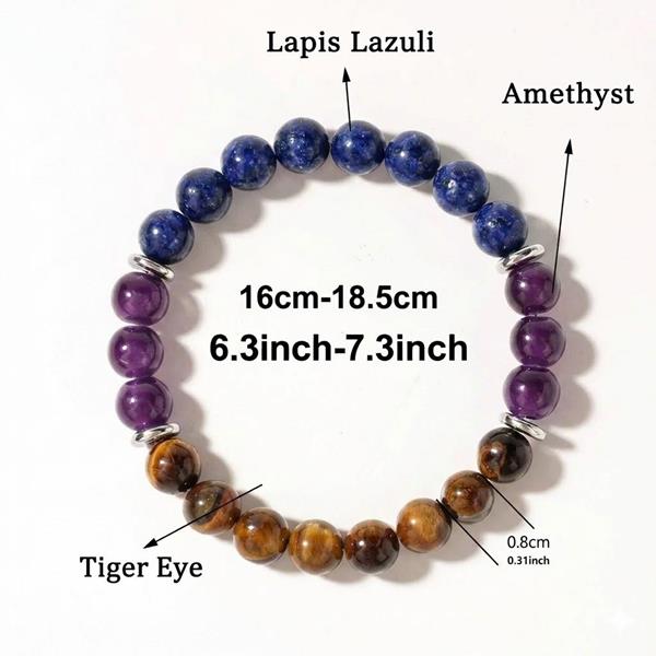 Natural Gemstone Beaded Bracelet Amethyst Lapis Lazuli Tiger Eye