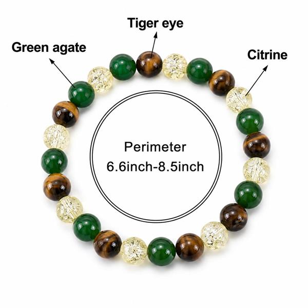 Green Tiger Eye Citrine Beaded Bracelet Wealth Style