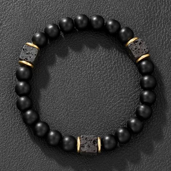 Matte Black Onyx Lava Stone Beaded Bracelet
