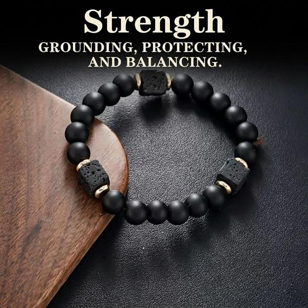 Matte Black Onyx Lava Stone Beaded Bracelet
