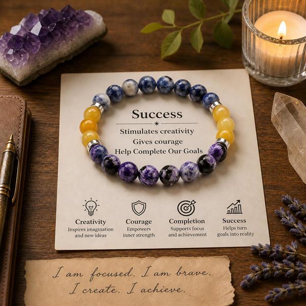 Purple Agate Sodalite Yellow Jade Beaded Bracelet
