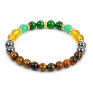 Tiger Eye Citrine Green Jade Hematite Beaded Bracelet