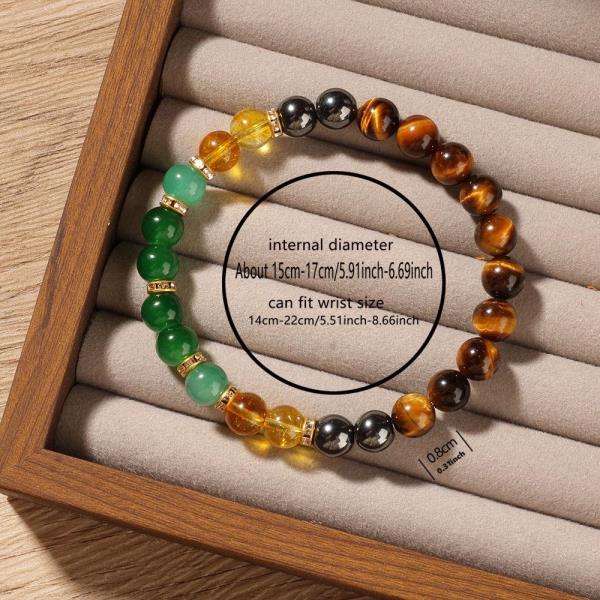 Tiger Eye Citrine Green Jade Hematite Beaded Bracelet