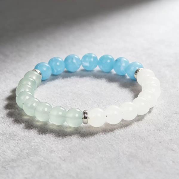 Aquamarine Amazonite White Jade Gemstone Beaded Bracelet