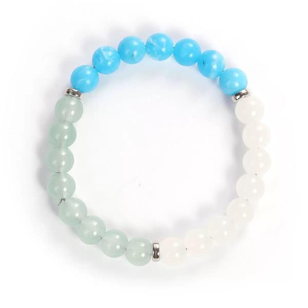 Aquamarine Amazonite White Jade Gemstone Beaded Bracelet