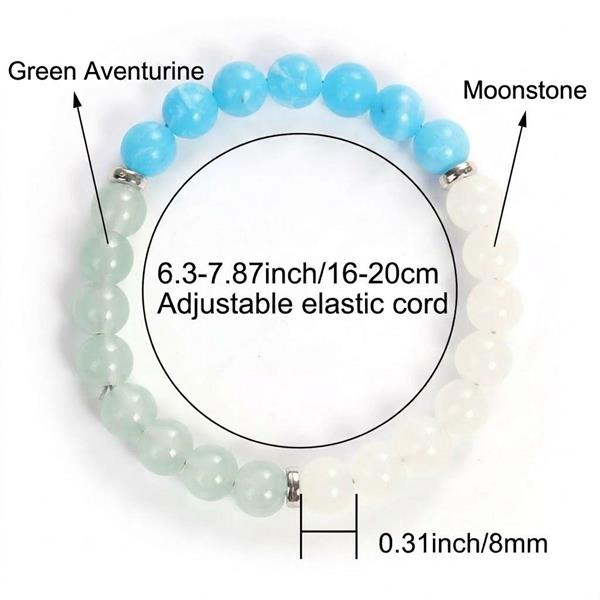 Aquamarine Amazonite White Jade Gemstone Beaded Bracelet