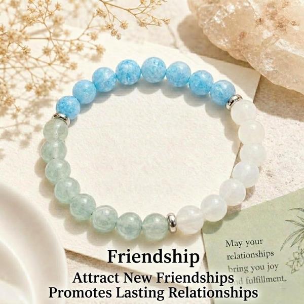 Aquamarine Amazonite White Jade Gemstone Beaded Bracelet