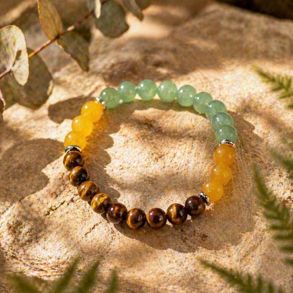 Tiger Eye Multi-Color Natural Stone Beaded Bracelet