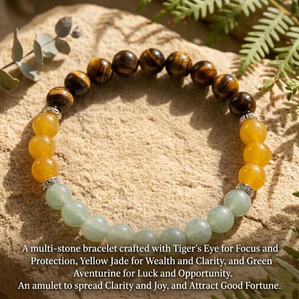 Tiger Eye Multi-Color Natural Stone Beaded Bracelet